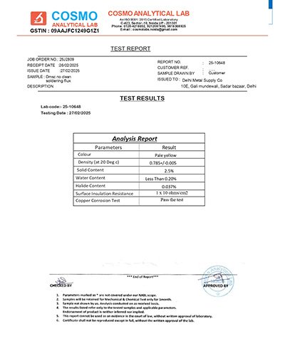 No Clean Soldering Flux Test Report